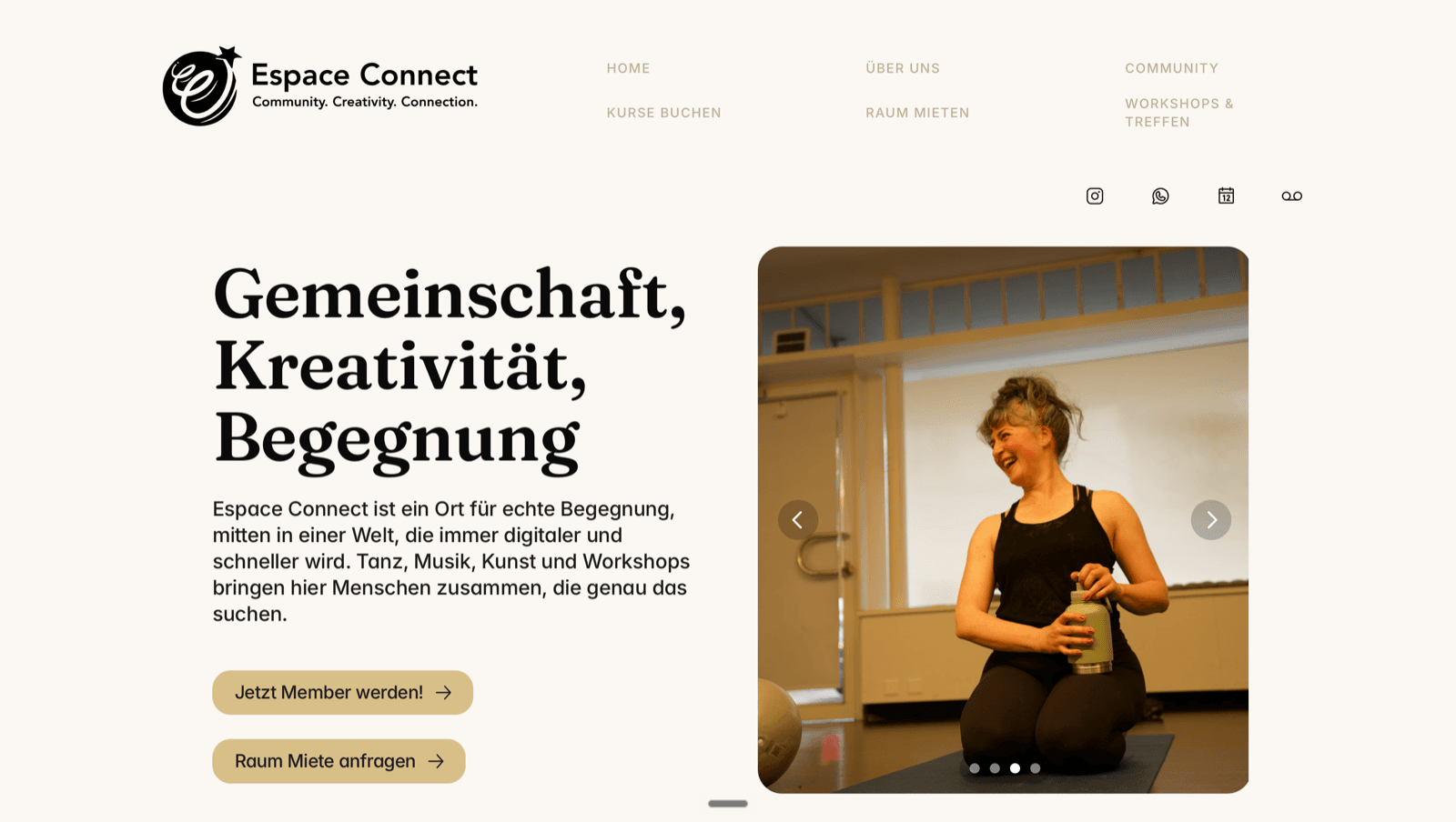 Startseite von Espace Connect, öffnet espaceconnect.ch